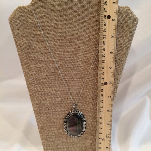 HUGE NEW Gray MOP Rhodium Enhancer Pendant - Picture 8 of 13